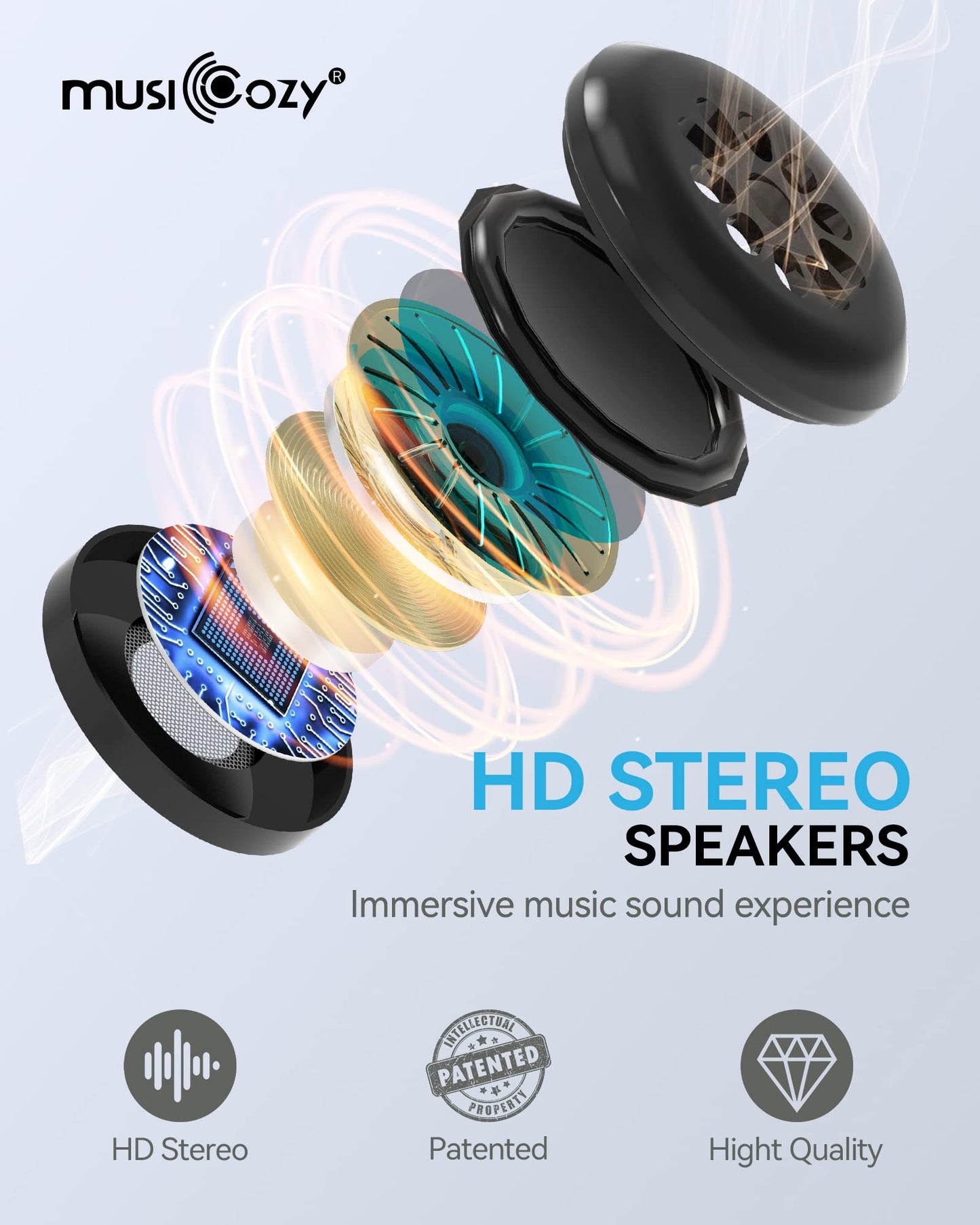 MUSICOZY Sleep Headphones Breathable Bluetooth 5.4 Headband 3D Sleeping Headphones, Wireless Eye Mask Earbuds Earphones for Side Sleeper Office Air Travel Cool Tech Gadgets Unique Gifts