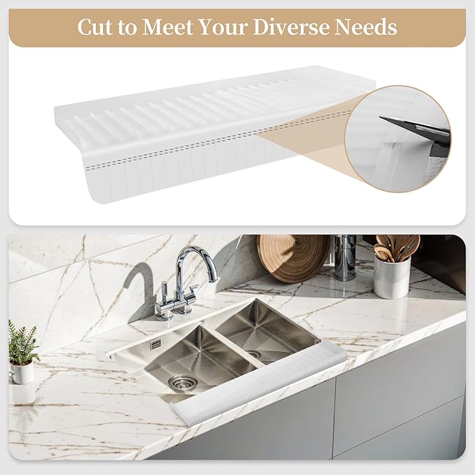 Sink Edge Protector with Suction Cup, Silicone Sink Splash Guard