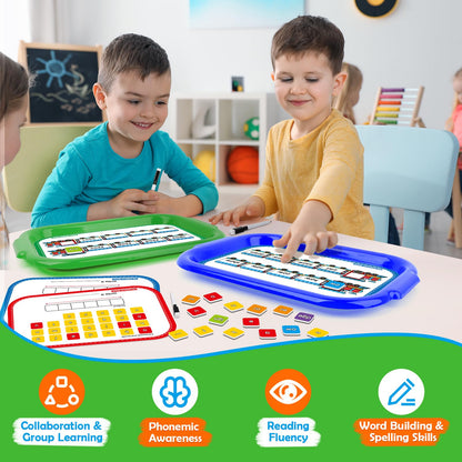 Phonics Magnetic Letter Tiles,6 Set Magnetic Letter Trays Word Work Study in Groups,Phonics Manipulatives Magnets for Kids Teaching Tiles,Phonemic Awareness,Science of Reading Classroom Must Haves
