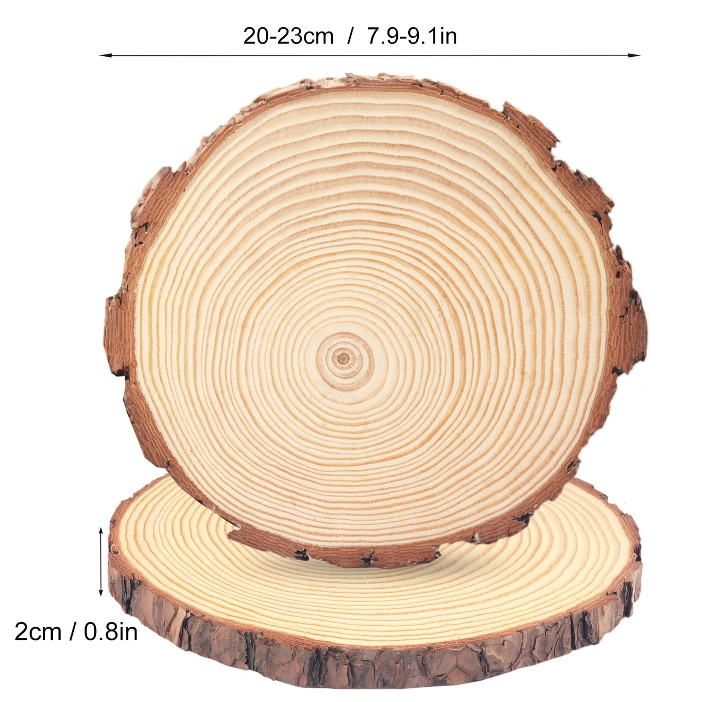8 PCS 8-9 Inch Natural Wood Slices, Unfinished Pine Wood Circles with Barks for Coasters, DIY Crafts, Christmas Rustic Wedding Ornaments and Centerpieces,by GNIEMCKIN.