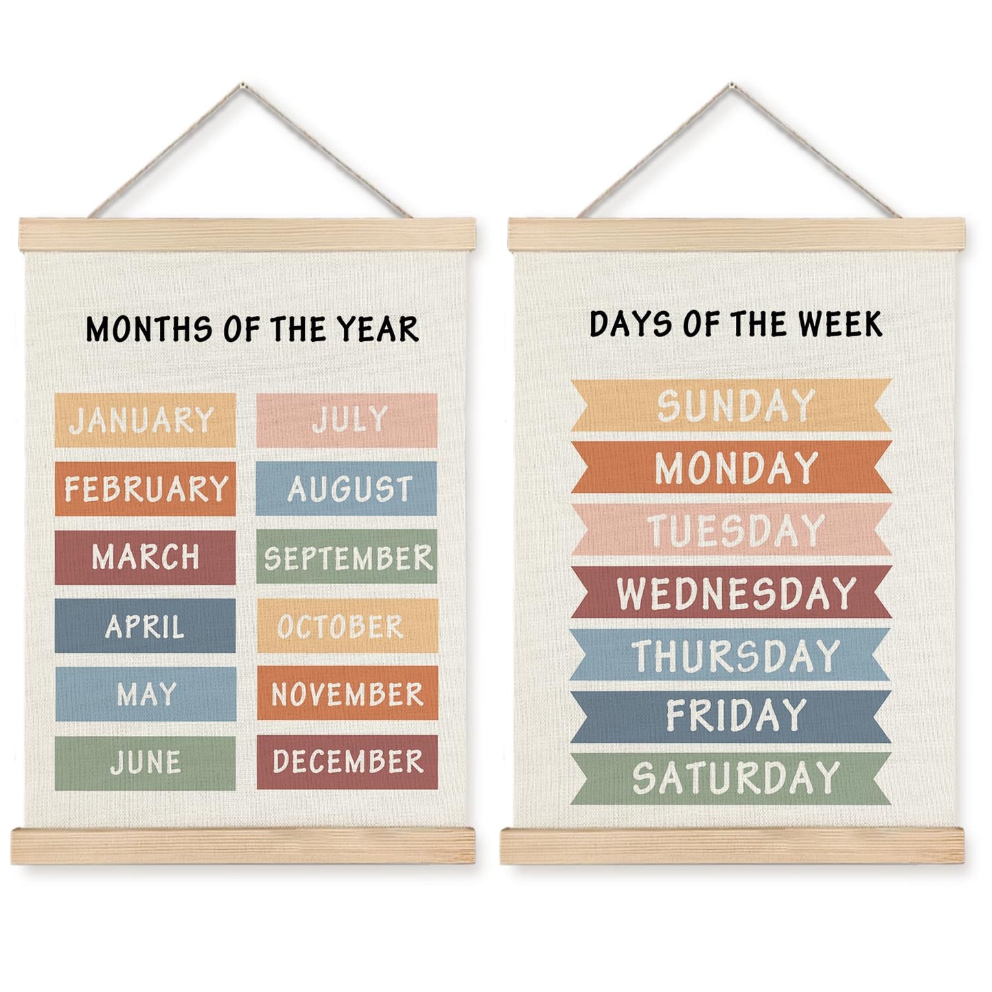 Supwhd Days of the Week Posters for Classroom, Days of the Week Learning Posters Wall Decor for Nursery Kids Room Playroom Classroom Preschool, Days of the Week Poster Hanger Frame, 16x24