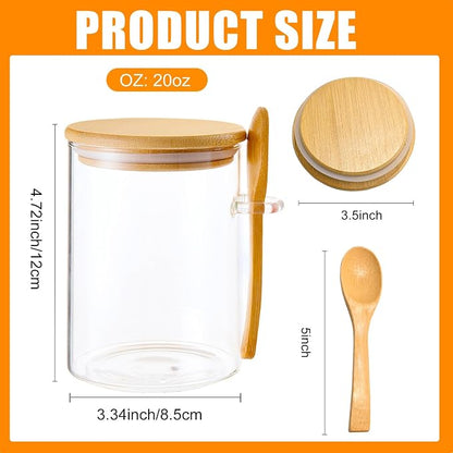 Overnight Oats Containers With Lids and Spoons, 2pack Glass Jars with Bamboo Lids, Leak-Proof Overnight Oats Jars for Cereal, Yogurt, Chia Pudding