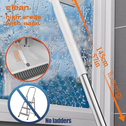 Floor Scrubbing Brush with 57" Adjustable Long Handle, 3 in 1 Living Grout