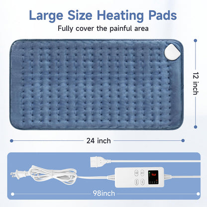 Heating Pad for Back, Large Heating Pads for Body Muscle Pain Cramps Relief, 6 Heat Settings Machine Washable Electric Heating Pad, Birthday Christmas Gifts for Women Mom