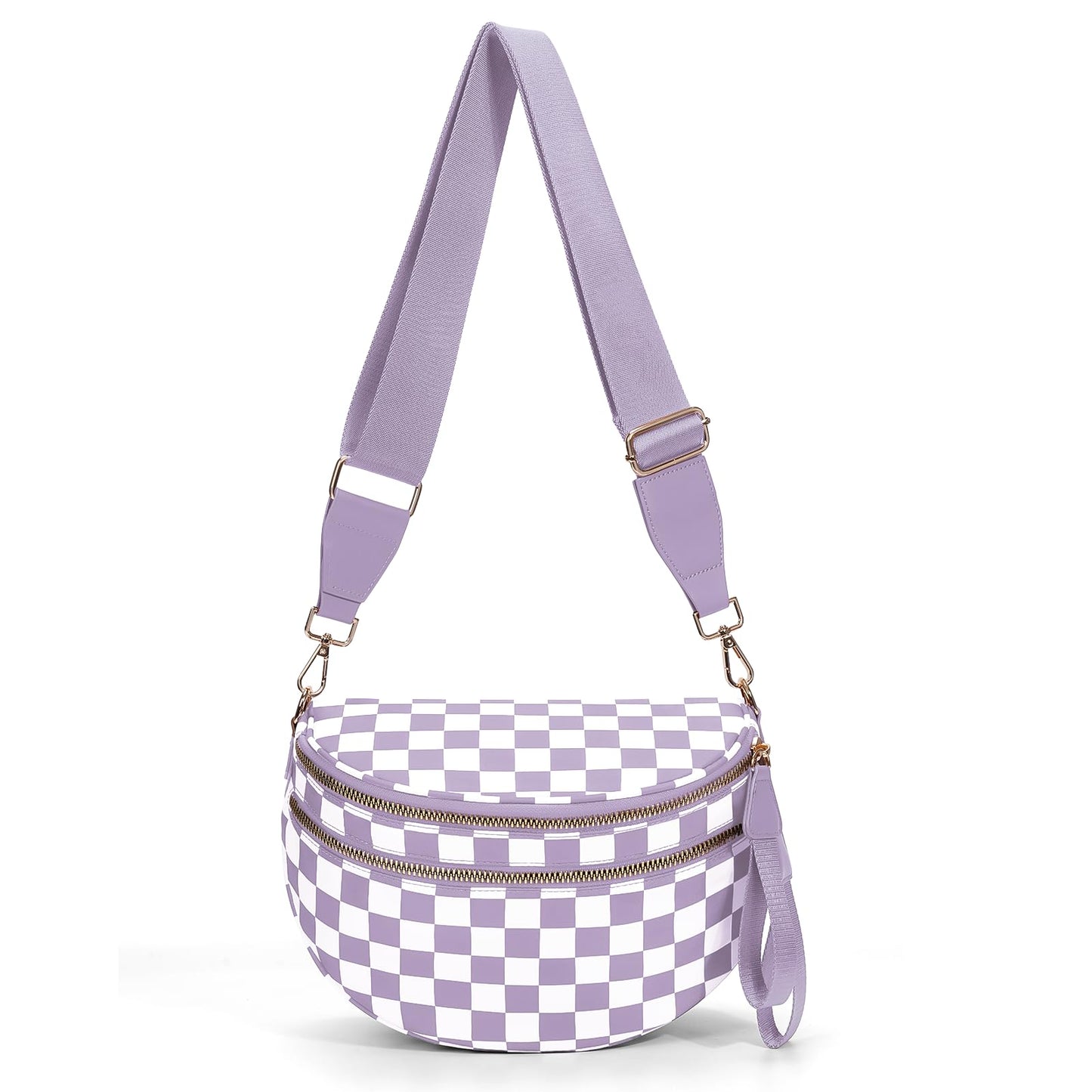 Checkered Crossbody Bum Bags for Women Nylon Checkered Purse Checkerboard Fanny Pack