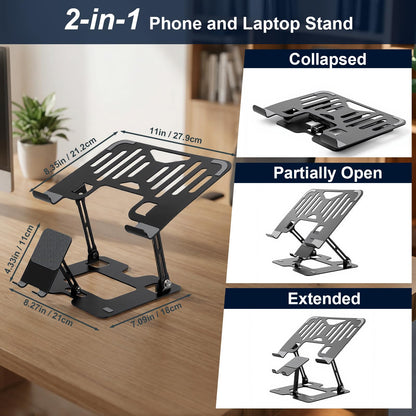 OOYCYOO Alloy Steel Laptop Stand, Ergonomic Computer Stand, Desktop Laptop Riser, Compatible with MacBook Air/Pro, Dell, HP, Lenovo and Other 10-18 Inches Laptops, Black