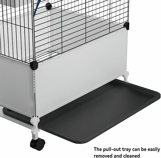 STILLCOVE Medium Flight Bird Cage, Black Parakeet Cages with Rolling Stand & Wheels, Wide Birdcage for Parrots Cockatiels Conure Budgie Canary Finch Lovebird