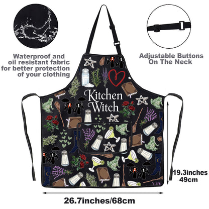 JNIAP Witches Kitchen Apron Salt Rosemary Lavender Love Gifts Magic Witchcraft Apron Witchy Gothic Gifts Witches Apron (witch ap)