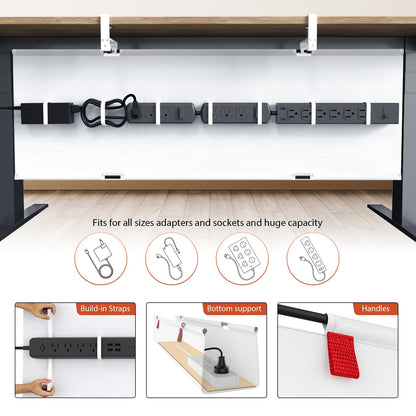 Univivi No Drill Under Desk Cable Management Tray, 48" Cord Organizer for Table, Clamp/Screw Mount Desk Cable Management, Premium Fabric Cable Management Tray for Office, Home (Extra Large)