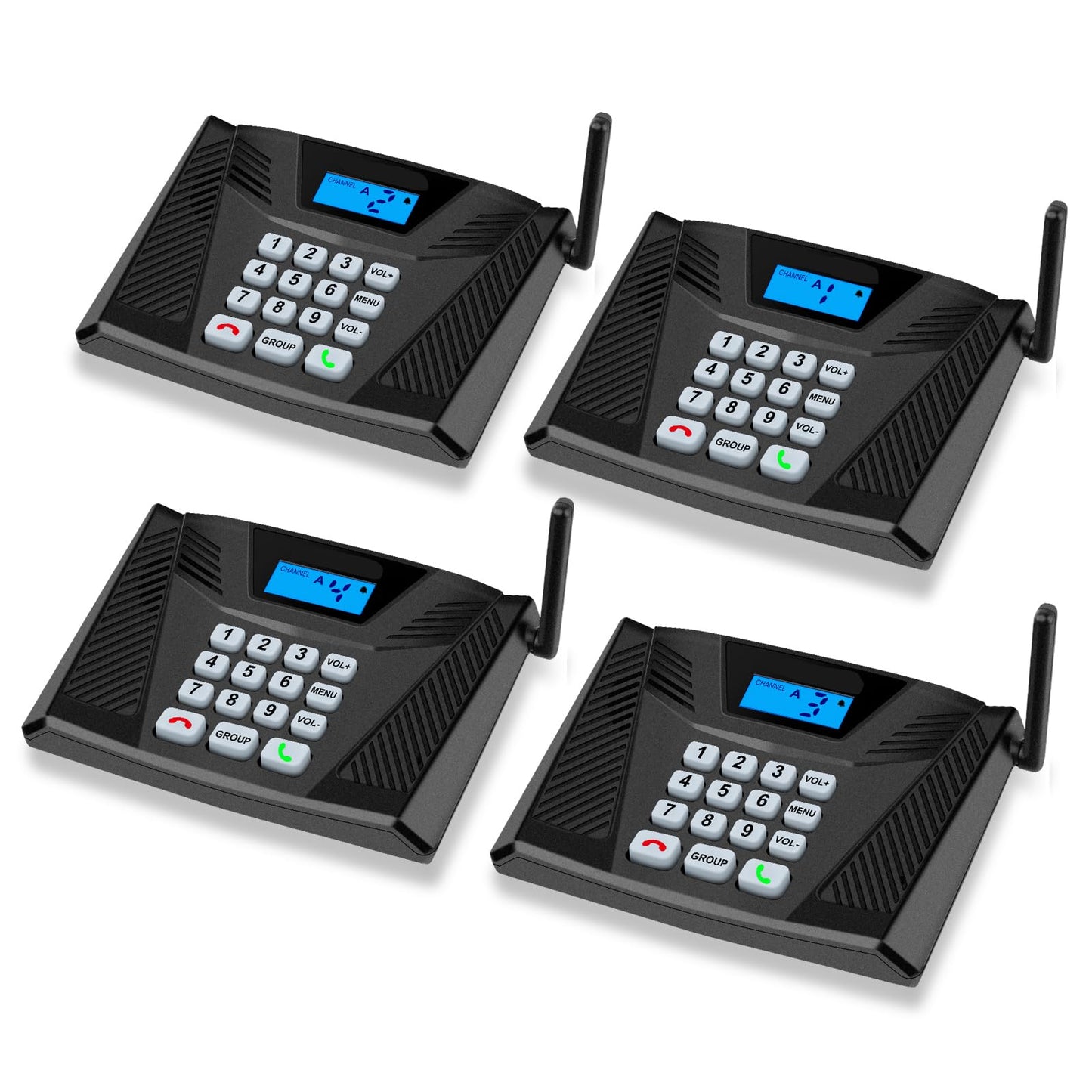Intercoms Wireless for Home Hands Free, Upgrade Two Way Intercom 5300 Feet Range, Full Duplex Wireless Intercom System for Home Use, Home Communication System with Clear Sound(4 Packs, Black)