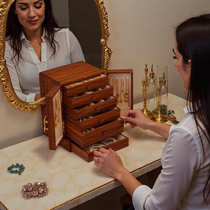 KAOTGOT Jewelry Box for Women Wooden Jewelry Box Organizer With Drawers Jewelry Storage Organizer for Earring, Ring, Necklace, Bracelets