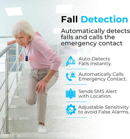 SecuLife New 2026 Fall Alert Device, Medical Alert Pendant with for Seniors, SOS Call, GPS Tracking – Wearable Emergency Necklace for Elderly, Waterproof, 2-Way Calling, Panic Button