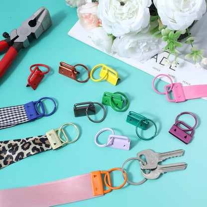 36 Pcs 1 Inch Key Fob Hardware Set with 1 Pcs Key Fob Pliers - 12 Colors Wristlet Hardware & Keychain Clamp Kit for DIY Wristlet Keychain and Lanyard Making Supplies