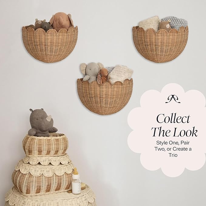 BEBE BASK Scalloped Wicker Hanging Basket