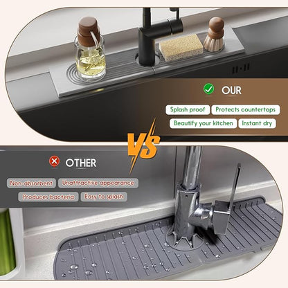 Faucet Mat for Kitchen Sink, Diatomite Quick Drying Tray, 20 Inch Kitchen Sink