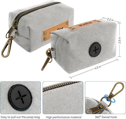 Wisedog Waterproof Dog Collar and Leash Set, XS, Grey | Adjustable Puppy Collar, Cute Tag, 4FT Dog Leash, Poop Bag Included, Small Medium Large Dogs