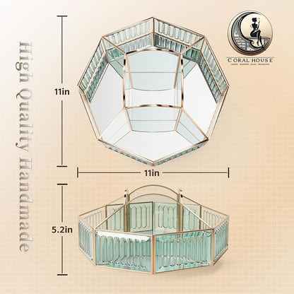 CoralHouse 360° Rotating Makeup Organizer Spinning Vanity Organizer with Makeup Brush Holder for Countertop, Bathroom Storage, Skincare, Perfume & Cosmetic Organizer for Vanity