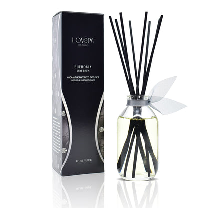 LOVSPA Reed Diffuser Set, Smoked Vanilla Scented Oil Diffuser with Sticks, Home Fragrance Accessories for Bathroom Shelf Decor, Aroma Diffusers for Home or Office Fall Decor, USA Made