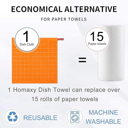 Homaxy 100% Cotton Terry Kitchen Dish Cloths, Ultra Soft and Absorbent Dish