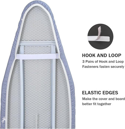 Ironing Board Cover and Pad Standard Size 15 x 54, 3 Pairs of Hook and Loop