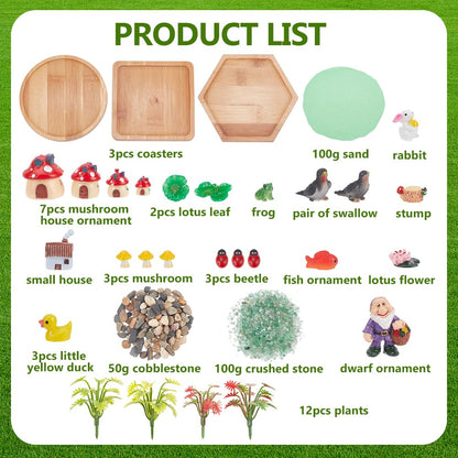 WEBEEDY 3 Sets Miniature Mushroom Zen Garden Kit Sand Craft Kit Ocean Beach Sandbox Decorations Mini Zen Garden Accessories for Home Office Desktop Decor Unique Gift