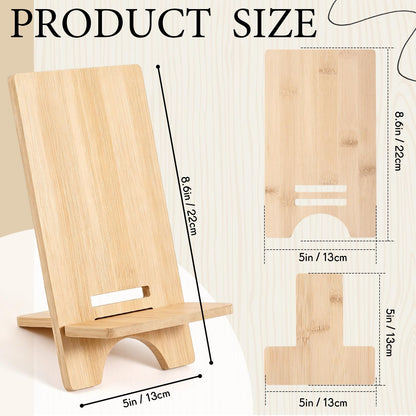 Novabright 6 Pack Adjustable Bamboo Cookbook Stand for Kitchen Counter 8 x 5 Inch Wooden Cookbook Holder for Recipe Book, Tablet, Reading, Desk Magazine Display Rack for Home Office Kitchen