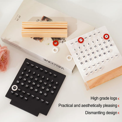 GDYOOSHOW Perpetual Calendar Desk Wood Calendar Stand Acrylic Calendar Desktop Decor for Livingroom Office Shop Bar Week Month Day Display(1pc black)