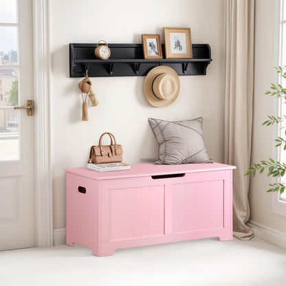 Saicool Wooden Storage Chest,30/40 Inch Storage Trunk w/2 Safety Hinges, Storage Bench, Modern Lift Top Chest Box Organizer (Pink, 40 Lx 15.7 W x19 H Inch)