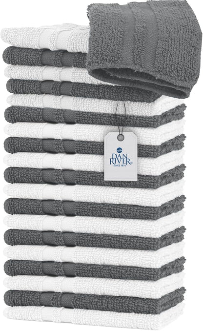 DAN RIVER 100% Cotton Washcloths 20 Pack Premium Quality Face and Body Cloth