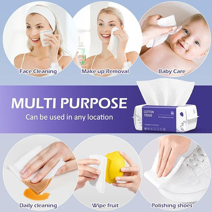 Disposable Face Towel 400 Count, Face Towels, Soft Cotton Dry Wipes Facial
