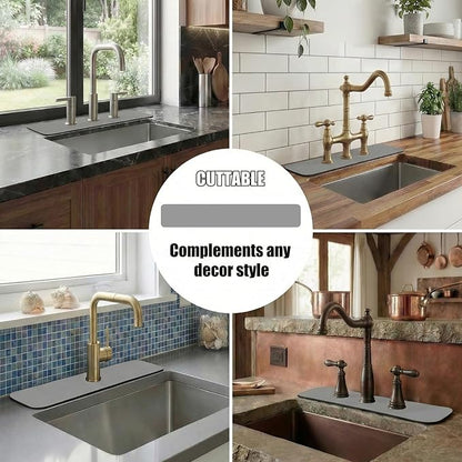 Customizable Faucet Mat for Kitchen Sink: 24" L x 4" W Grey Bathroom Counter