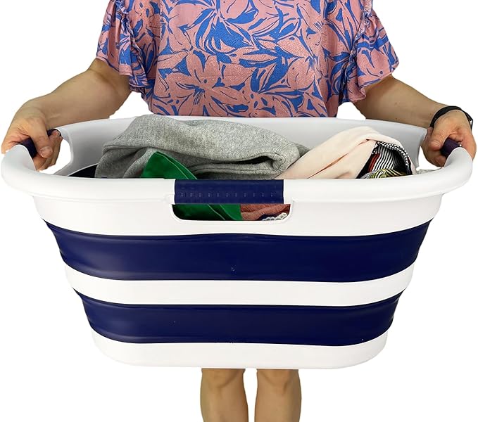 SAMMART 40L Set of 2 Collapsible Plastic Laundry Hamper