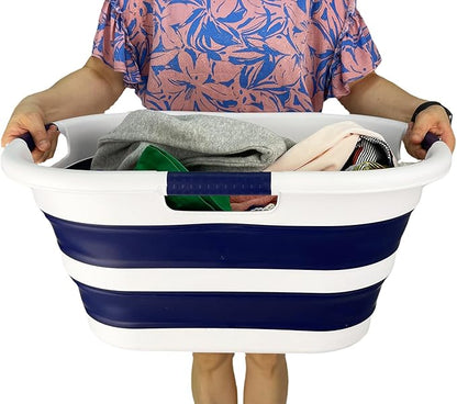 SAMMART 40L Set of 2 Collapsible Plastic Laundry Hamper