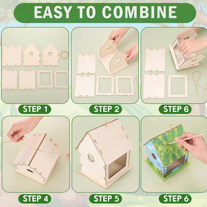 DoubleFill 20 Pack Wooden Bird Feeder Kits for Kids Make Your Own Bird Feeder Crafts Painting Kits DIY Birdhouse Building Crafts Children GITS for Outdoor Spring Summer Decor