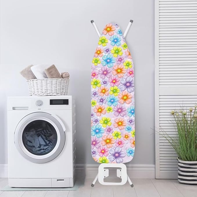 Sprowallow Colorful Flowers Ironing Board Cover and Pad Full Size Ironing Board