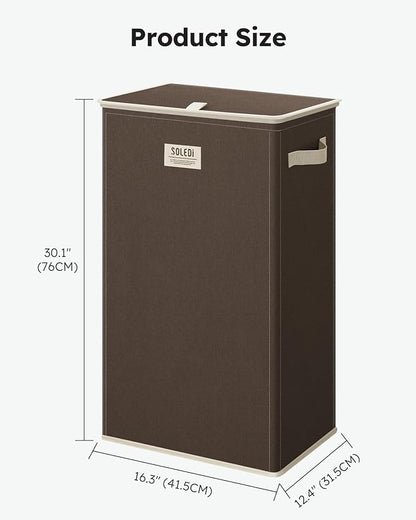 SOLEDI Laundry Hamper with Lid 100L Large & Tall Collapsible Laundry Basket