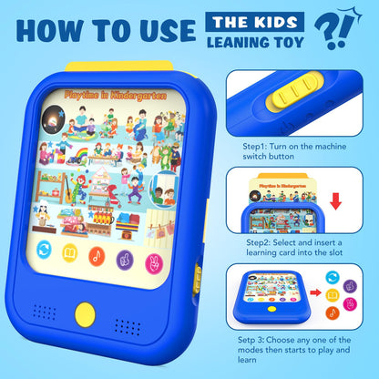 Kids Learning Tablet Educational Learning Pad for Toddlers 2-5 to Learn Alphabets, Numbers, Foods, Time, Music, Talking Cards for Toddlers，Educational Toy Kids Gifts