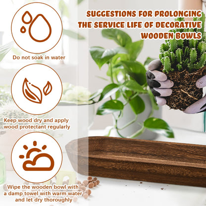 Wooden Dough Bowl Set of 2, Dough Bowls for Decor, Handmade Rustic Centerpiece for Farmhouse Table Decor, Natural Wood Display Tray for Coffee Table(10 x 6 x 2 Inch, 16 x 6 x 2 Inch,Brown)