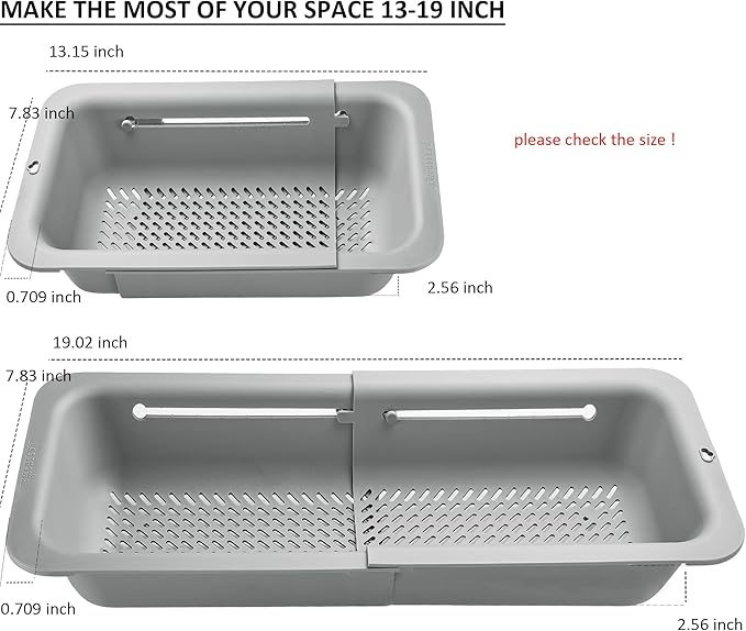 LASSHSWA Collapsible Colander for Kitchen, Over the Sink Strainer Basket for