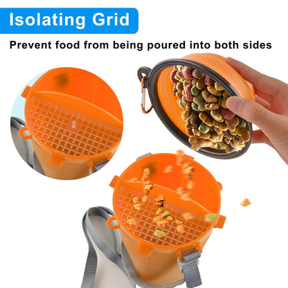 Dog Travel Water Bottle Collapsible Bowls, 2 in 1 Pet Food Container with Collapse Bowls, Outdoor Portable Water Bowls for Walking, Traveling, Camping and Hiking (Orange)