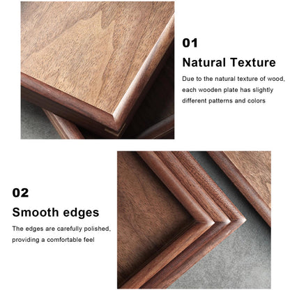 Solid Black Walnut Wood Serving Tray with Raised Edges, 11.8 x 7.8 Inch Rectangular Wooden Decorative Platter for Coffee Table, Kitchen, Bathroom Vanity, Breakfast & Home Decor