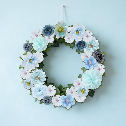 Haakong 27 Pcs Small Silk Artificial Faux Flowers for DIY Craft Supplies for Wedding Party Graduation Home Decor (Blue)