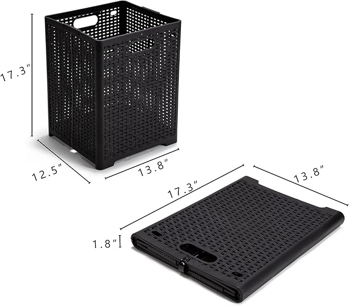42L Collapsible Plastic Laundry Baskets, Foldable Laundry Hamper