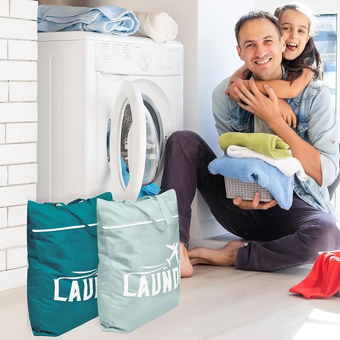 2 Pcs Large Travel Laundry Bag Washable Waterproof Wet Bag Dirty Clothes Bag