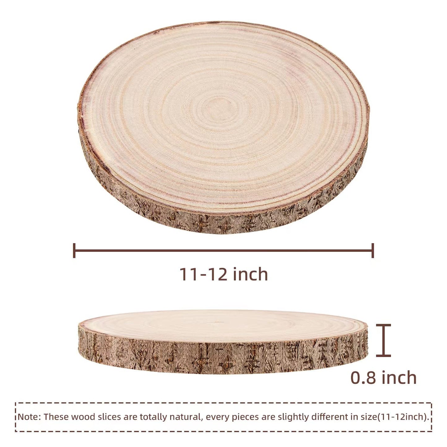 Maputune 8 Pcs 11-12 in Large Unfinished Wood Slices for Centerpieces, Natural Rustic Wooden Plate for DIY Craft, Round Wood Chips for Signage Painting Wedding Party Christmas Decor