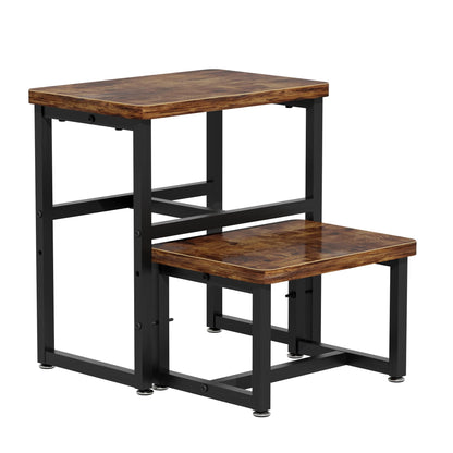 Toddler 2 Step Stool, Kids Wooden 2 Step Stools for Bathroom, Kitchen, Bedroom and Living Room, Heavy Duty Tall Stepping Stool for High Beds and Toilet up to 450-LBS