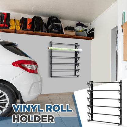 Kritkin 6 Roll Vinyl Roll Holder Adjustable Metal Vinyl Rack Wall Mount for Car Wrap Material Transfer Paper Tape Wallpaper Window Film Garage Workshop, Bracket Only