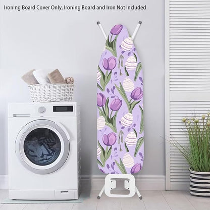 Purple Tulips Ironing Board Cover and Pad Elastic Edge Universal Washable