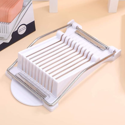 Slicer, Luncheon Meat Slicer Boiled Egg Fruit Soft Cheese Butter Slicers Cutter, Stainless Steel Wires, Cuts 10 Slices (White)