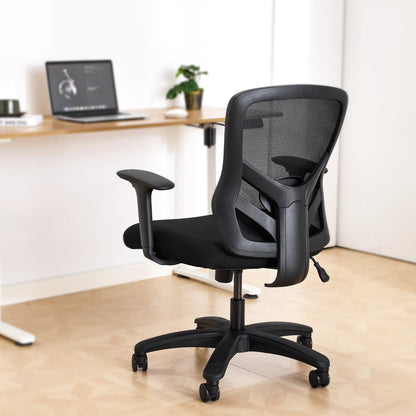 YFO Big and Tall Office Chair 500LBS - Computer Desk Chair with Adjustable Lumbar Support, Heavy Duty Ergonomic Mesh with 360 Rotation 4D Arm and Extra Wide Comfty Seat, Quiet Wheels for Adults, Black